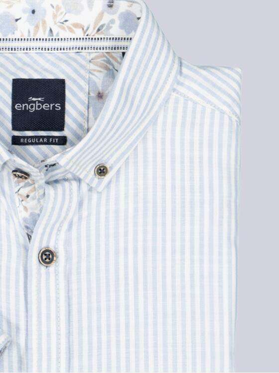 engbers Herren Kurzarm-Hemd gestreift Hellblau 38892