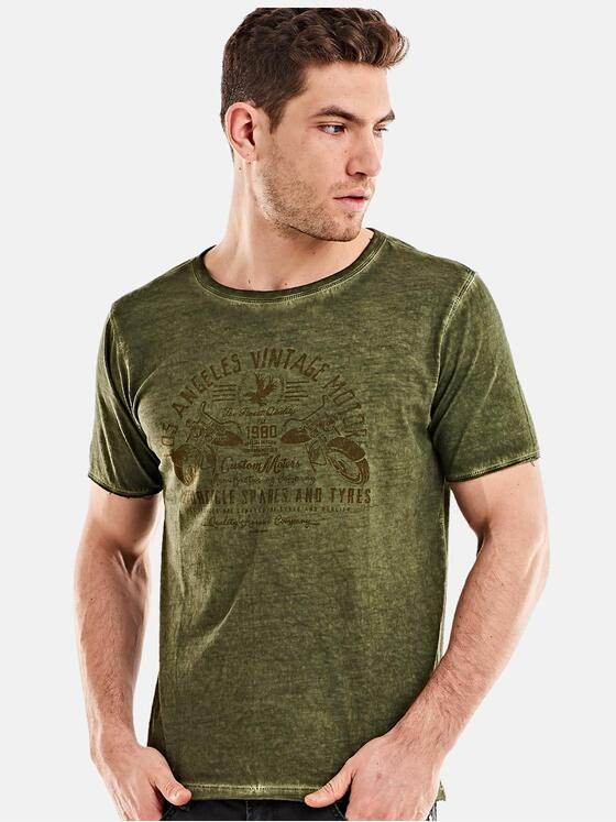 emilio adani Herren Rundhals T-Shirt Grün 25213