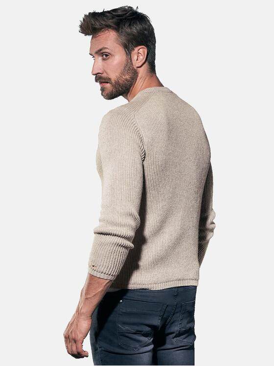 emilio adani Herren Strukturierter Rundhalspullover Beige 30934