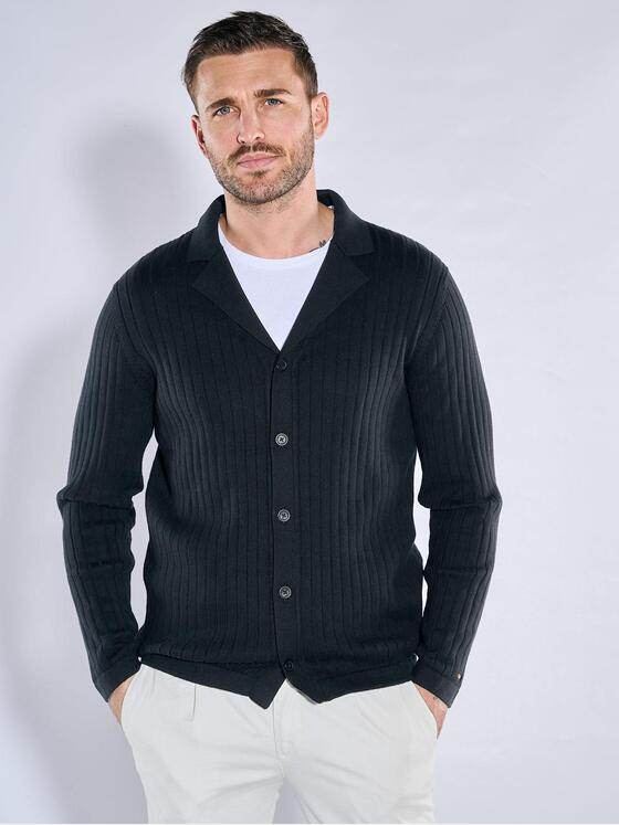 emilio adani Herren Strick-Sakko regular Schwarz 38694