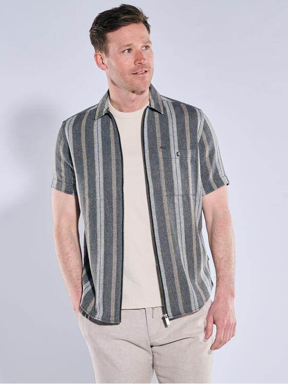 engbers Herren Kurzarm-Hemd gestreift Anthrazit 38893