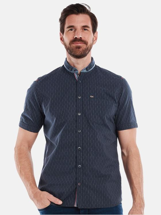 engbers Herren Kurzarm-Hemd gestreift Marineblau 35031