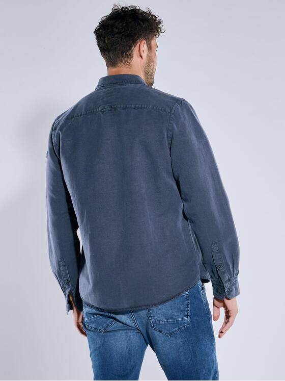 engbers Herren Langarm-Hemd mit Leinenanteil Marineblau 38914