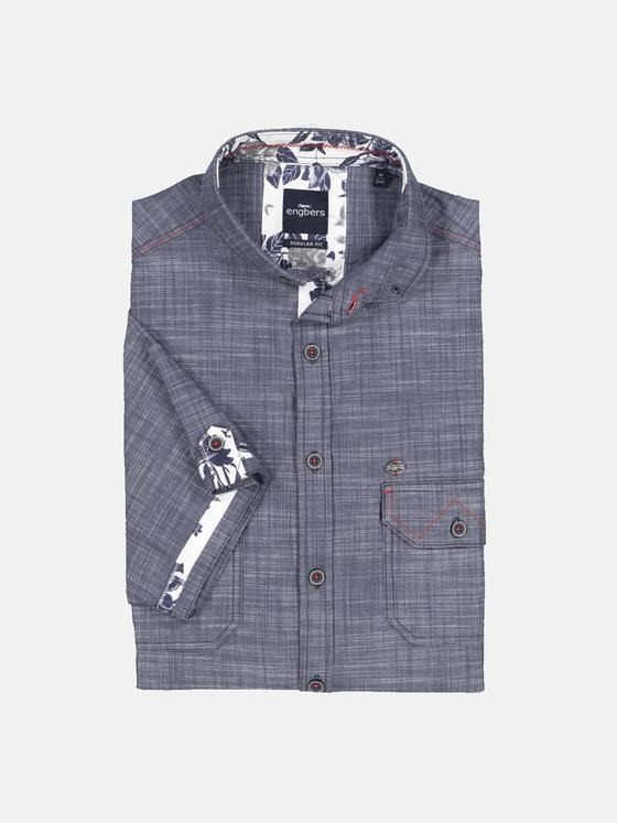 engbers Herren Kurzarm-Hemd uni Blau 35213