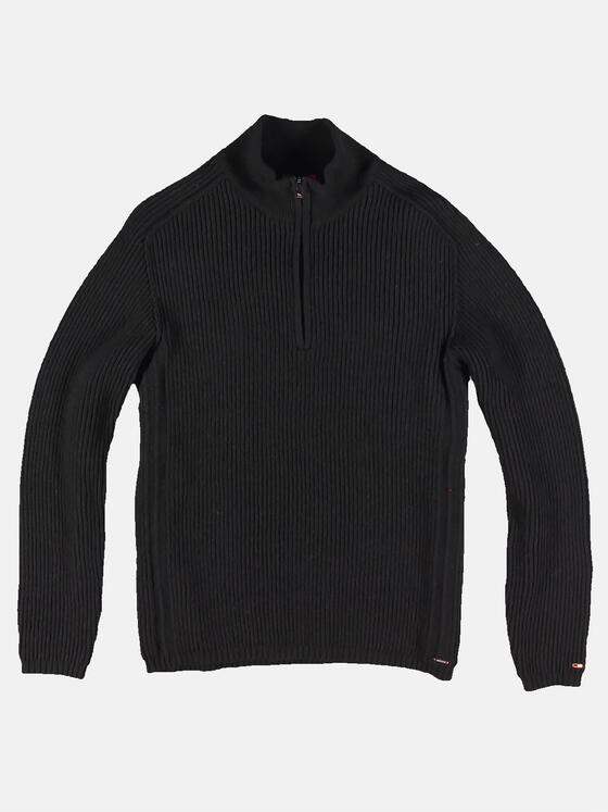 emilio adani Herren Hochwertiger Troyer-Pullover Schwarz 30937