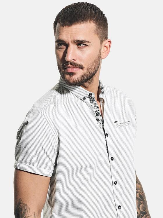 emilio adani Herren Hemd im dezenten Streifendesign Weiß 31237