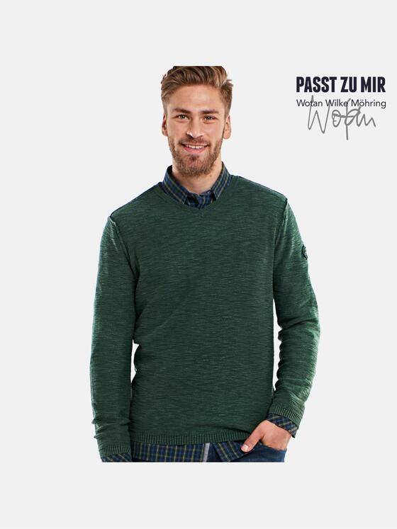 engbers Herren Pullover V-Ausschnitt Grün 24362