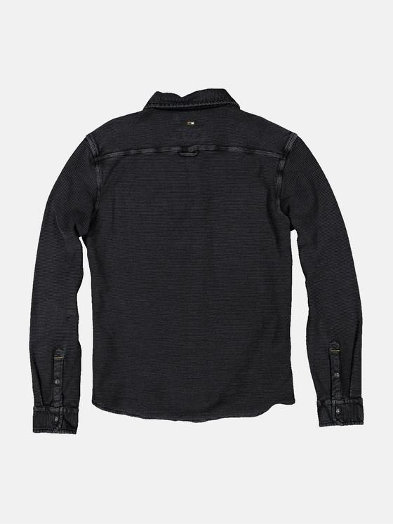 emilio adani Herren Langarm-Shirt mit Polo-Kragen Schwarz 34511