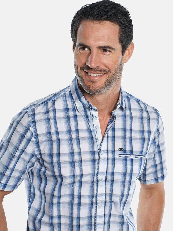 engbers Herren Sommerliches Karohemd mit dezenten Kontrastdetails Marineblau 29608
