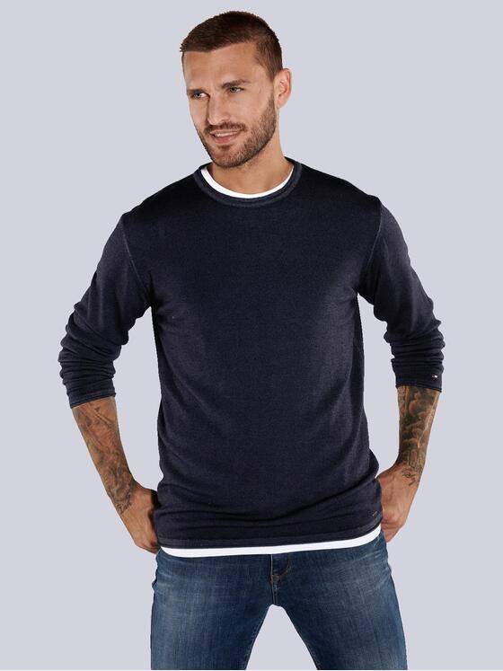 emilio adani Herren Pullover uni Blau 36143