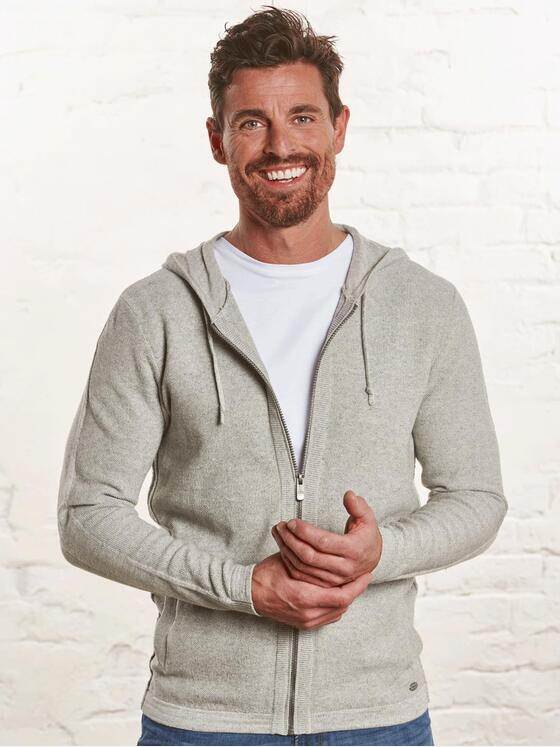 engbers Herren Cardigan mit Galonstreifen Grau 32740