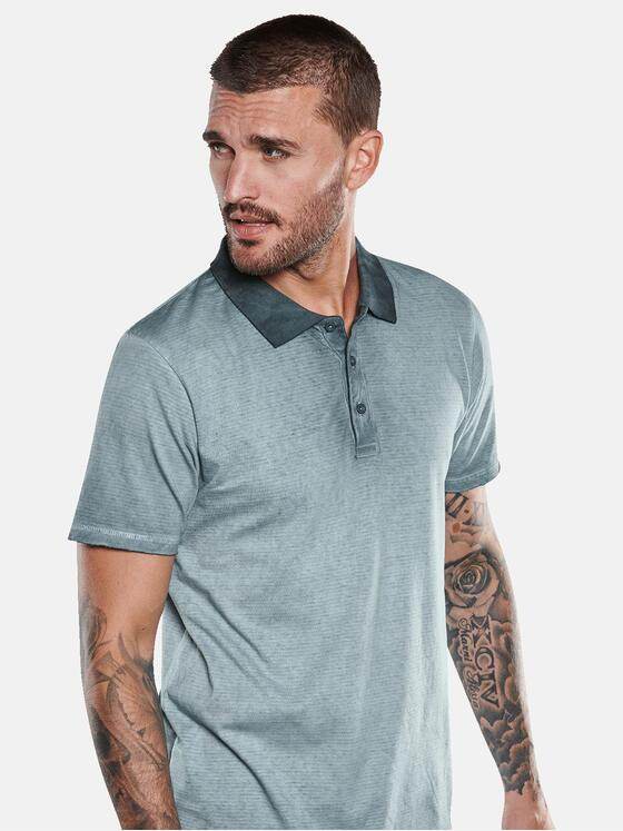 emilio adani Herren Poloshirt mit besonderem Waschverfahren Blau 30582