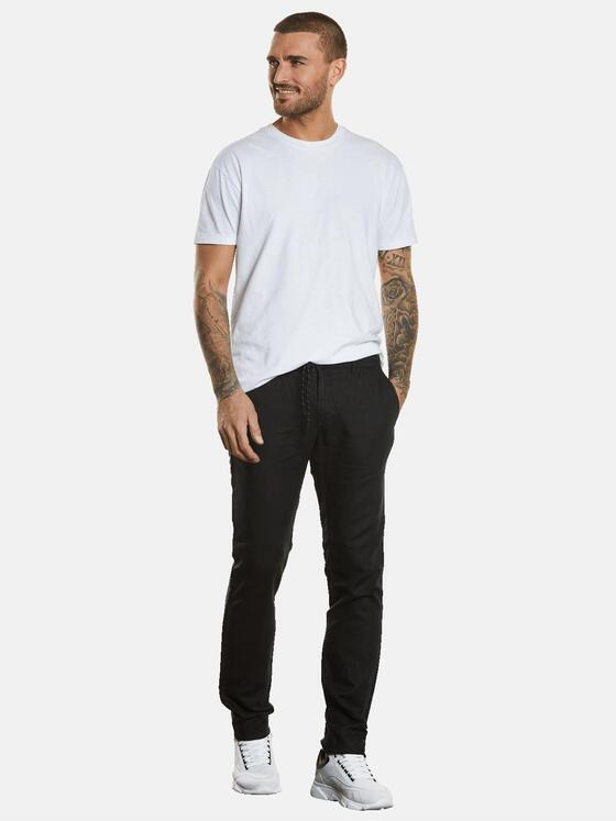 emilio adani Herren Chino mit Leinenanteil Schwarz 34682