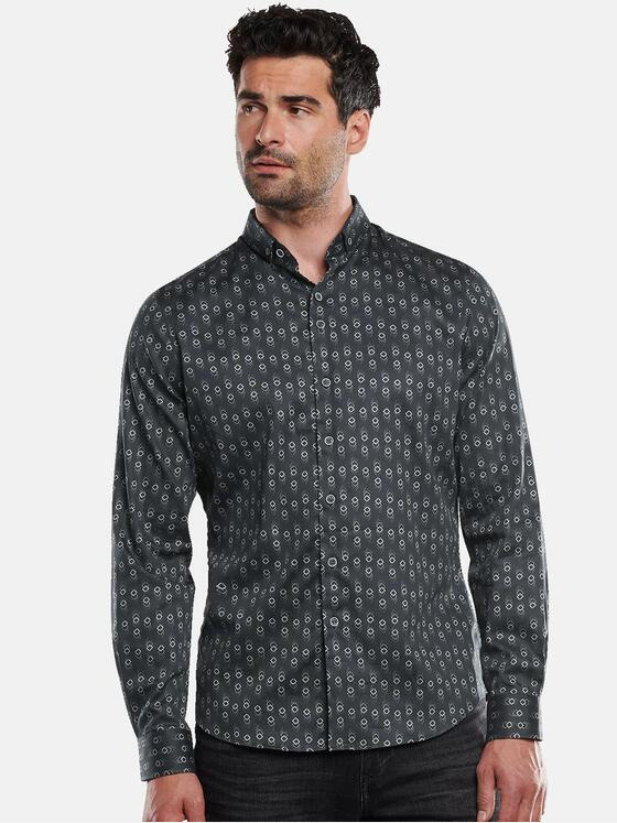 ENGBERS GERMANY Herren Langarm-Hemd dezent glänzend Anthrazit 31887