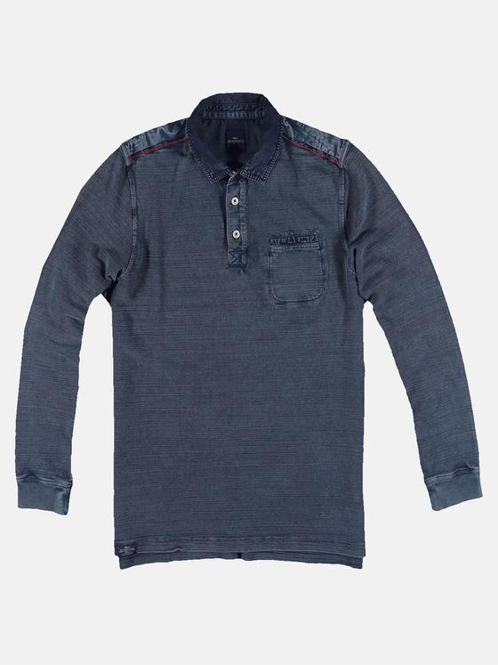 engbers Herren Langarm Poloshirt mit Kontrastnähten Blau 31135