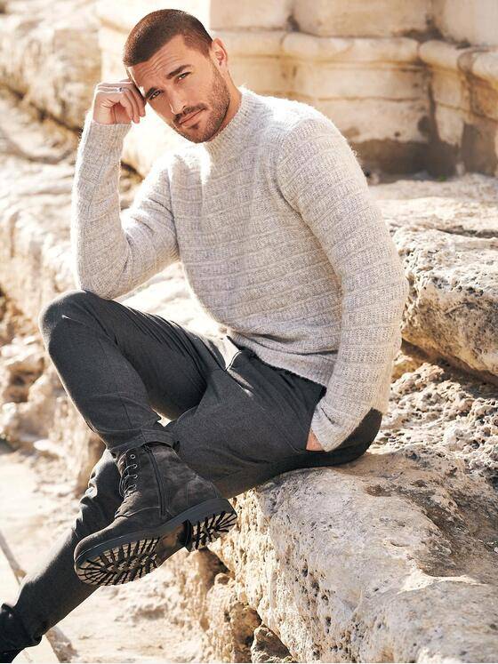 emilio adani Herren Pullover uni Weiß 35731