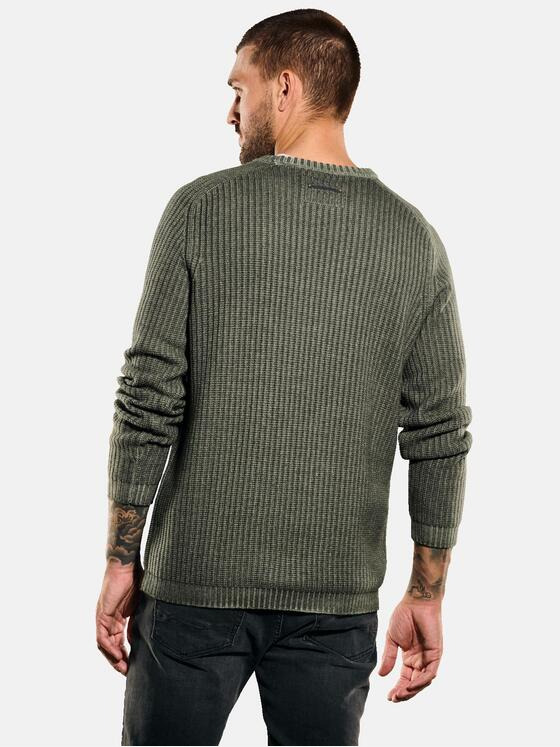 emilio adani Herren Pullover aus Merinowolle Grün 35757