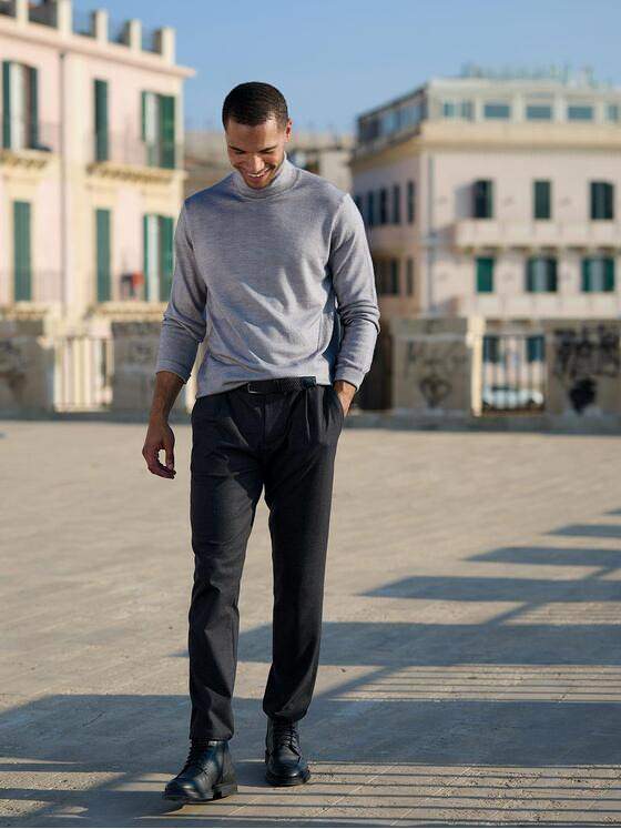 emilio adani Herren Pullover mit Rollkragen Grau 37796