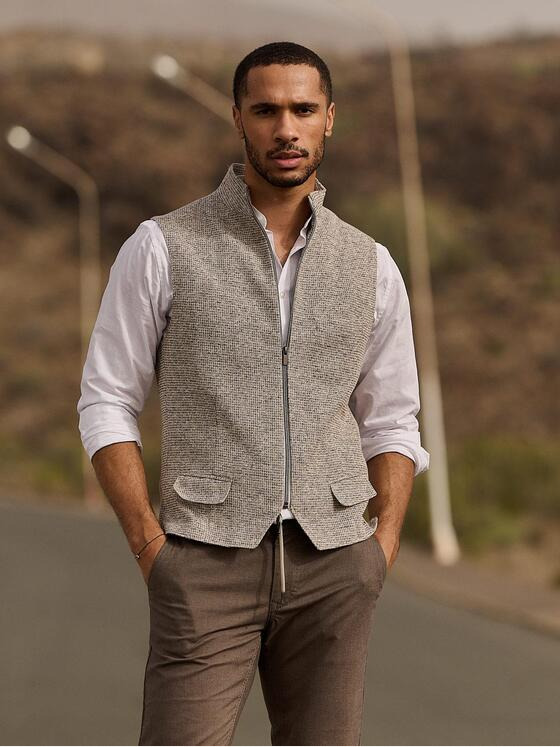 emilio adani Herren Sakko-Weste slim fit Beige 36381