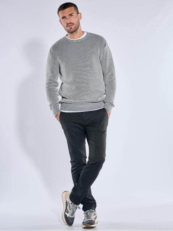 emilio adani Herren Strickpullover strukturiert Silbergrau 39525
