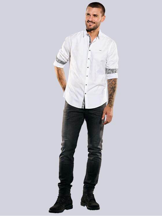 emilio adani Herren Langarm-Hemd uni Weiß 35311