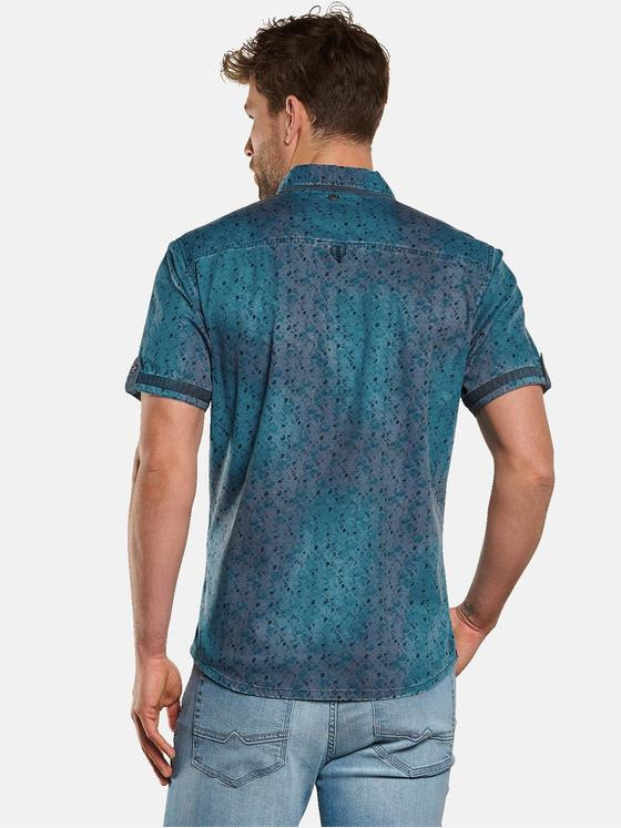 engbers Herren Kurzarm-Hemd gemustert Tuerkis 33039