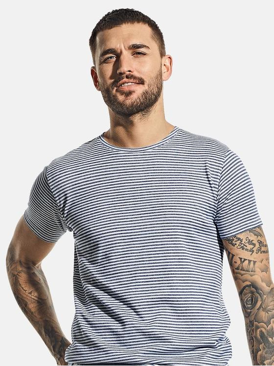 emilio adani Herren Baumwollshirt im Streifendesign Blau 31265