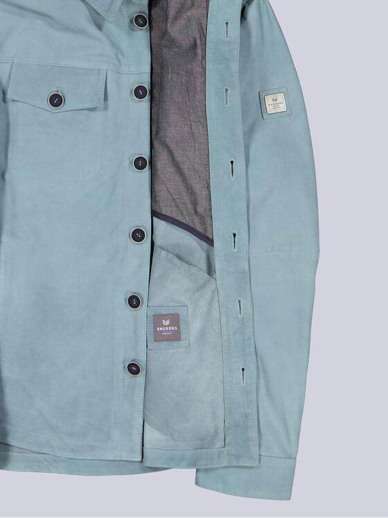 ENGBERS GERMANY Herren Overshirt aus Ziegenleder Tuerkis 38678