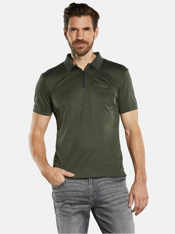 ENGBERS GERMANY Herren Poloshirt mit Reißverschluss Khaki 34825