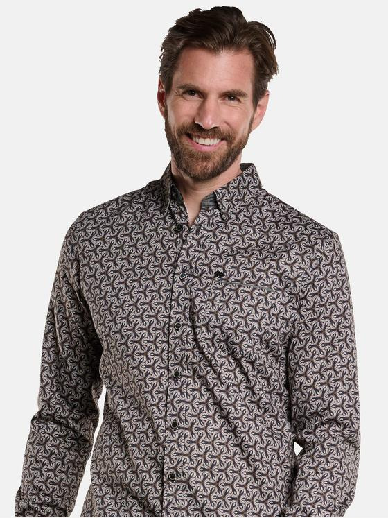 engbers Herren Langarm-Hemd gemustert Grau 34157