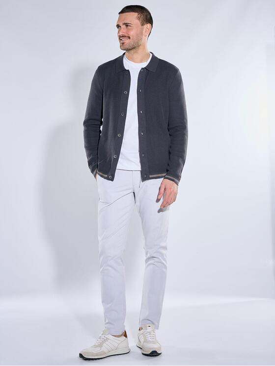 emilio adani Herren Strickjacke mit Kragen Dunkelgrau 40688