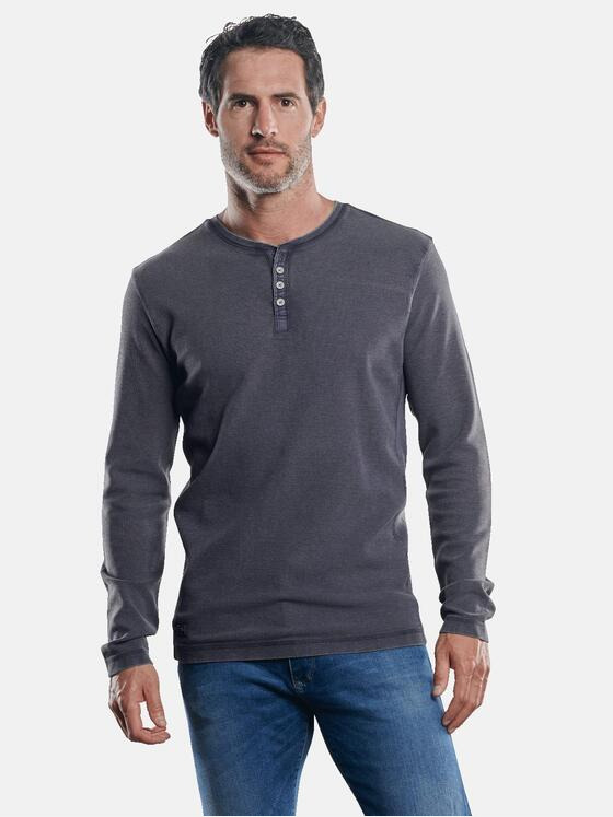 engbers Herren Lässiges Henley Shirt Grau 30278