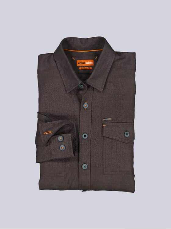 emilio adani Herren Hemd uni Dunkelbraun 40344