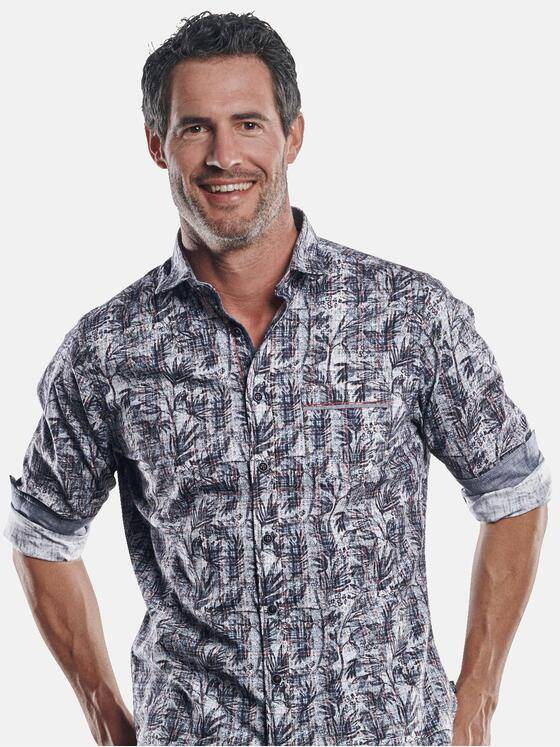 engbers Herren Floral gemustertes Langarmhemd Bordeaux 30381