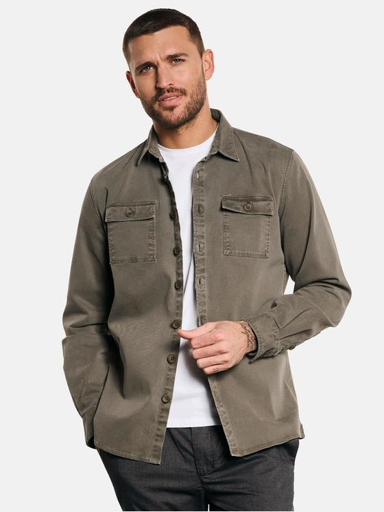 emilio adani Herren Overshirt mit Comfort-Stretch Grün 32617