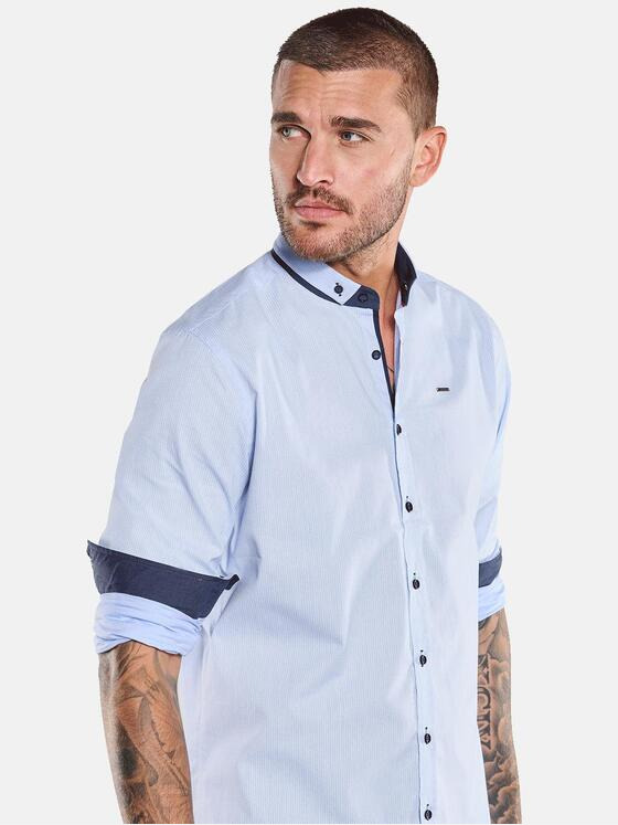 emilio adani Herren Langarm-Hemd gemustert Hellblau 34388