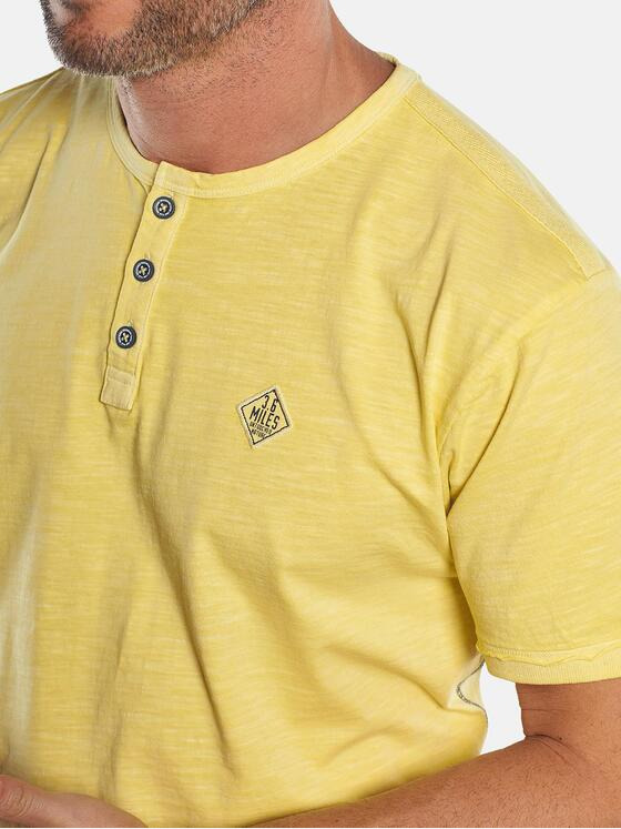engbers Herren T-Shirt mit Knopfleiste und Kontrastdetails Gelb 29799