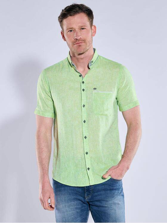 engbers Herren Kurzarm-Hemd mit Leinenanteil Hellgruen 38377