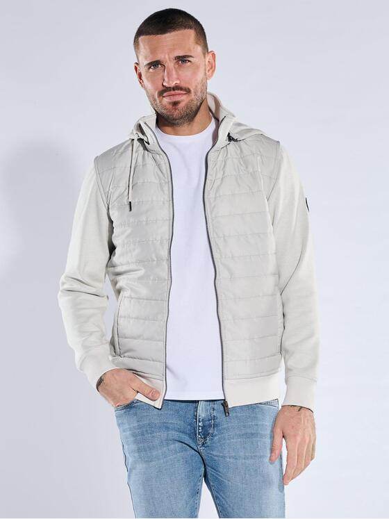 emilio adani Herren Sweatjacke mit abnehmbarer Kapuze Silbergrau 40079