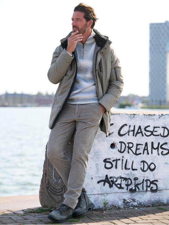 emilio adani Herren Jacke mit unterlegtem Reißverschluss Braunbeige 39379