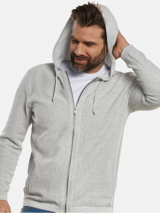 engbers Herren Cardigan mit Galonstreifen Grau 32740
