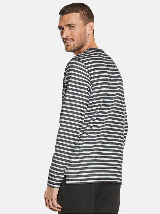 emilio adani Herren Langarm-Shirt gestreift Grau 34513