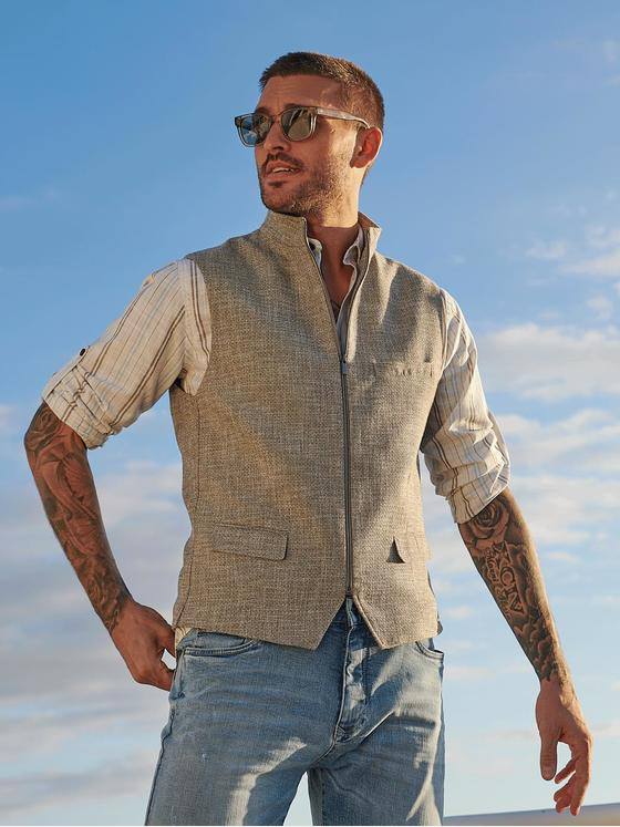 emilio adani Herren Sakko-Weste mit Zipper Beige 34609