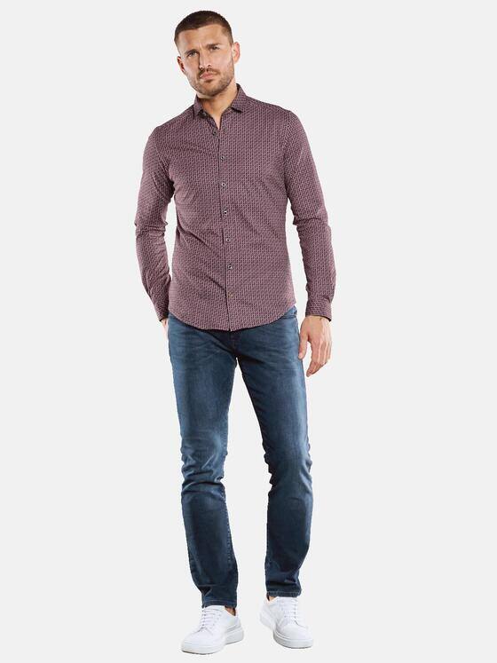 emilio adani Herren Langarm-Hemd mit All-Over-Print Rot 33341