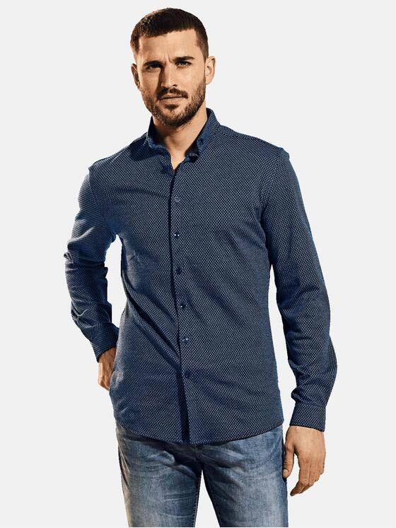 emilio adani Herren Jerseyhemd mit Minimalmuster Blau 30907