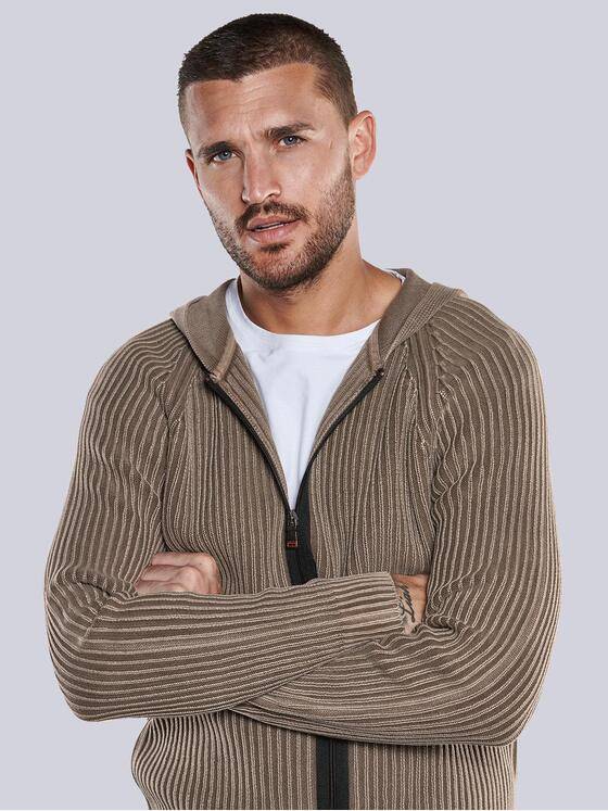 emilio adani Herren Cardigan strukturiert Beige 33811