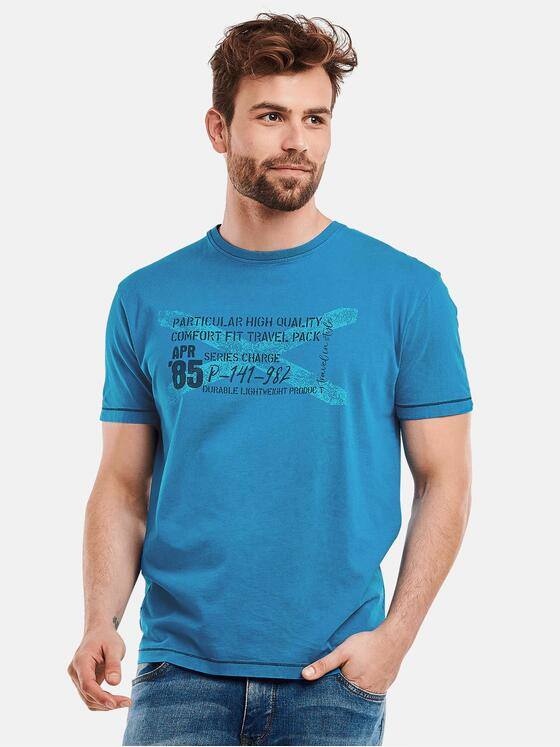 engbers Herren Modisch bedrucktes T-Shirt Cyanblau 27337