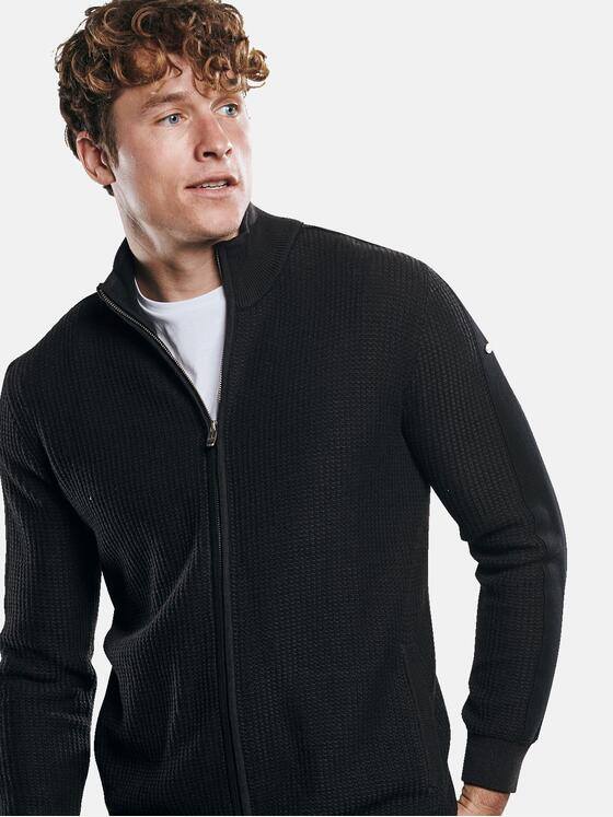 engbers Herren Strukturierter Cardigan Schwarz 30477