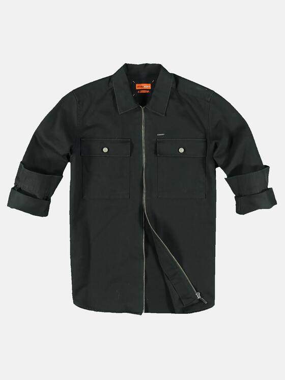emilio adani Herren Langarm-Hemd im Overshirt-Design Schwarz 31952