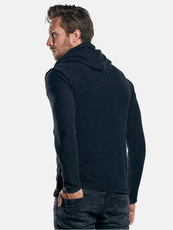 emilio adani Herren Langarmshirt mit lässiger Kapuze Schwarz 30026